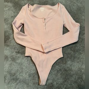 PINK Small Ribbed Bodysuit